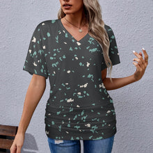 Load image into Gallery viewer, 9 Patterns - Ti Amo I love you - Exclusive Brand - Womens / Womens Plus Size - V-neck Pleated T-shirt - Sizes S-5XL Ti Amo I love you
