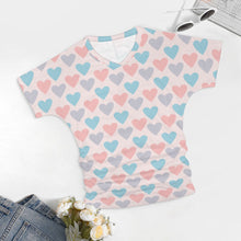 Load image into Gallery viewer, 9 Patterns - Ti Amo I love you - Exclusive Brand -  Womens / Womens Plus Size - V-neck Pleated T-shirt - Sizes S-5XL Ti Amo I love you
