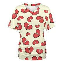 Load image into Gallery viewer, 9 Patterns - Ti Amo I love you - Exclusive Brand - Womens / Womens Plus Size - V-neck Pleated T-shirt Ti Amo I love you
