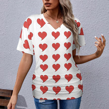 Load image into Gallery viewer, 9 Patterns - Ti Amo I love you - Exclusive Brand - Womens / Womens Plus Size - V-neck Pleated T-shirt Ti Amo I love you
