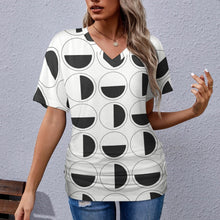 Load image into Gallery viewer, 9 Patterns - Ti Amo I love you - Exclusive Brand - Womens / Womens Plus Size - V-neck Pleated T-shirt Ti Amo I love you
