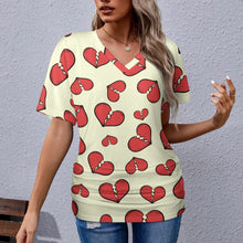 Load image into Gallery viewer, 9 Patterns - Ti Amo I love you - Exclusive Brand - Womens / Womens Plus Size - V-neck Pleated T-shirt Ti Amo I love you
