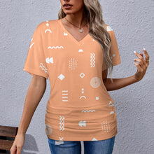 Load image into Gallery viewer, 9 Patterns - Ti Amo I love you - Exclusive Brand - Womens / Womens Plus Size - V-neck Pleated T-shirt Ti Amo I love you
