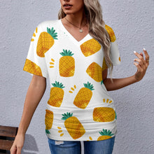 Load image into Gallery viewer, 9 Patterns - Ti Amo I love you - Exclusive Brand - Womens / Womens Plus Size - V-neck pleated T-shirt - Sizes S-5XL Ti Amo I love you
