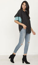 Load image into Gallery viewer, Color Block Sleeve Ruffle Knit Top
