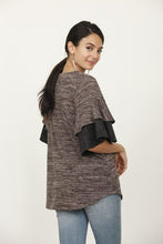 Load image into Gallery viewer, Color Block Sleeve Ruffle Knit Top
