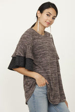 Load image into Gallery viewer, Color Block Sleeve Ruffle Knit Top
