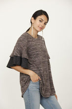 Load image into Gallery viewer, Color Block Sleeve Ruffle Knit Top
