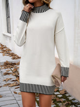 Load image into Gallery viewer, Striped Mock Neck Long Sleeve Sweater Dress
