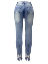 Load image into Gallery viewer, Rhinestone Skinny Jeans with Pockets
