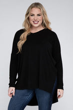 Load image into Gallery viewer, Plus Dolman Sleeve V-Neck Side Slit Hi-Low Hem Top
