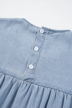 Load image into Gallery viewer, Beau Blue Ruffle Short Sleeve Tiered A-line Denim Dress
