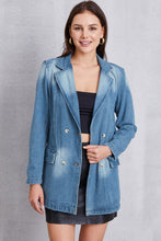 Load image into Gallery viewer, Lapel Collar Washed Denim Top
