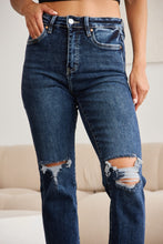 Load image into Gallery viewer, RFM Crop Dylan Plus Size Tummy Control Distressed High Waist Raw Hem Jeans
