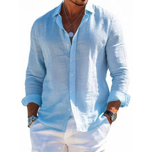 Load image into Gallery viewer, Men&#39;s Long Sleeve Loose Solid Color Lapel Button Top

