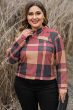 Load image into Gallery viewer, Plus Size Plaid Cowl Neck Long Sleeve Sweatshirt
