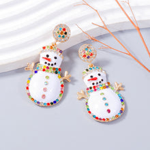 Load image into Gallery viewer, Alloy Rhinestone Snowman Earrings
