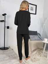 Load image into Gallery viewer, Shiny Round Neck Top and Drawstring Pants Lounge Set
