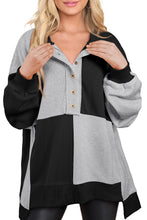 Load image into Gallery viewer, Contrast Half Button Long Sleeve Sweatshirt
