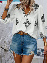 Load image into Gallery viewer, Printed V-Neck Three-Quarter Sleeve Blouse
