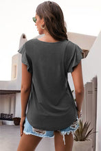 Load image into Gallery viewer, Ruffled Round Neck Cap Sleeve Blouse
