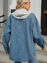 Load image into Gallery viewer, Removable Hood Button Up Long Sleeve Denim Jacket

