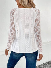 Load image into Gallery viewer, Lace Eyelet V-Neck Long Sleeve Blouse
