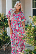 Load image into Gallery viewer, Wrap V Neck Floral Maxi Dress
