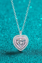 Load image into Gallery viewer, 925 Sterling Silver 1 Carat Moissanite Heart Pendant Necklace Ti Amo I love you
