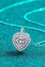 Load image into Gallery viewer, 925 Sterling Silver 1 Carat Moissanite Heart Pendant Necklace Ti Amo I love you
