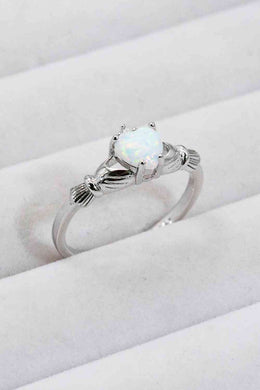 925 Sterling Silver Heart Opal Ring Ti Amo I love you