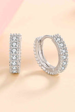 Load image into Gallery viewer, 925 Sterling Silver Inlaid Moissanite Huggie Earrings Ti Amo I love you
