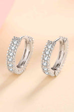 Load image into Gallery viewer, 925 Sterling Silver Inlaid Moissanite Huggie Earrings Ti Amo I love you
