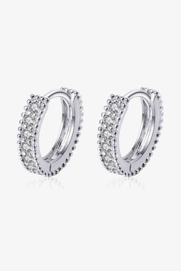 925 Sterling Silver Inlaid Moissanite Huggie Earrings Ti Amo I love you