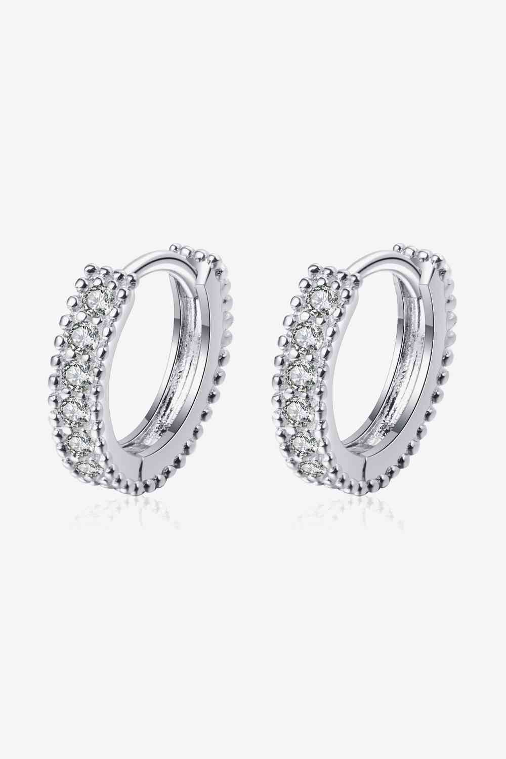 925 Sterling Silver Inlaid Moissanite Huggie Earrings Ti Amo I love you