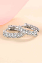 Load image into Gallery viewer, 925 Sterling Silver Inlaid Moissanite Huggie Earrings Ti Amo I love you
