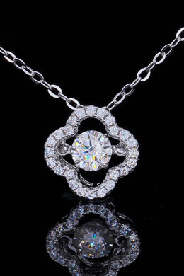 925 Sterling Silver Moissanite Flower Pendant Necklace Ti Amo I love you