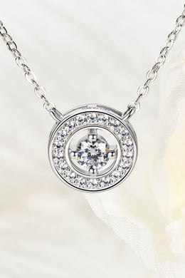925 Sterling Silver Moissanite Geometric Pendant Necklace Ti Amo I love you