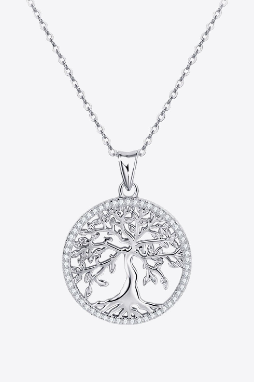 925 Sterling Silver Moissanite Tree Pendant Necklace Ti Amo I love you