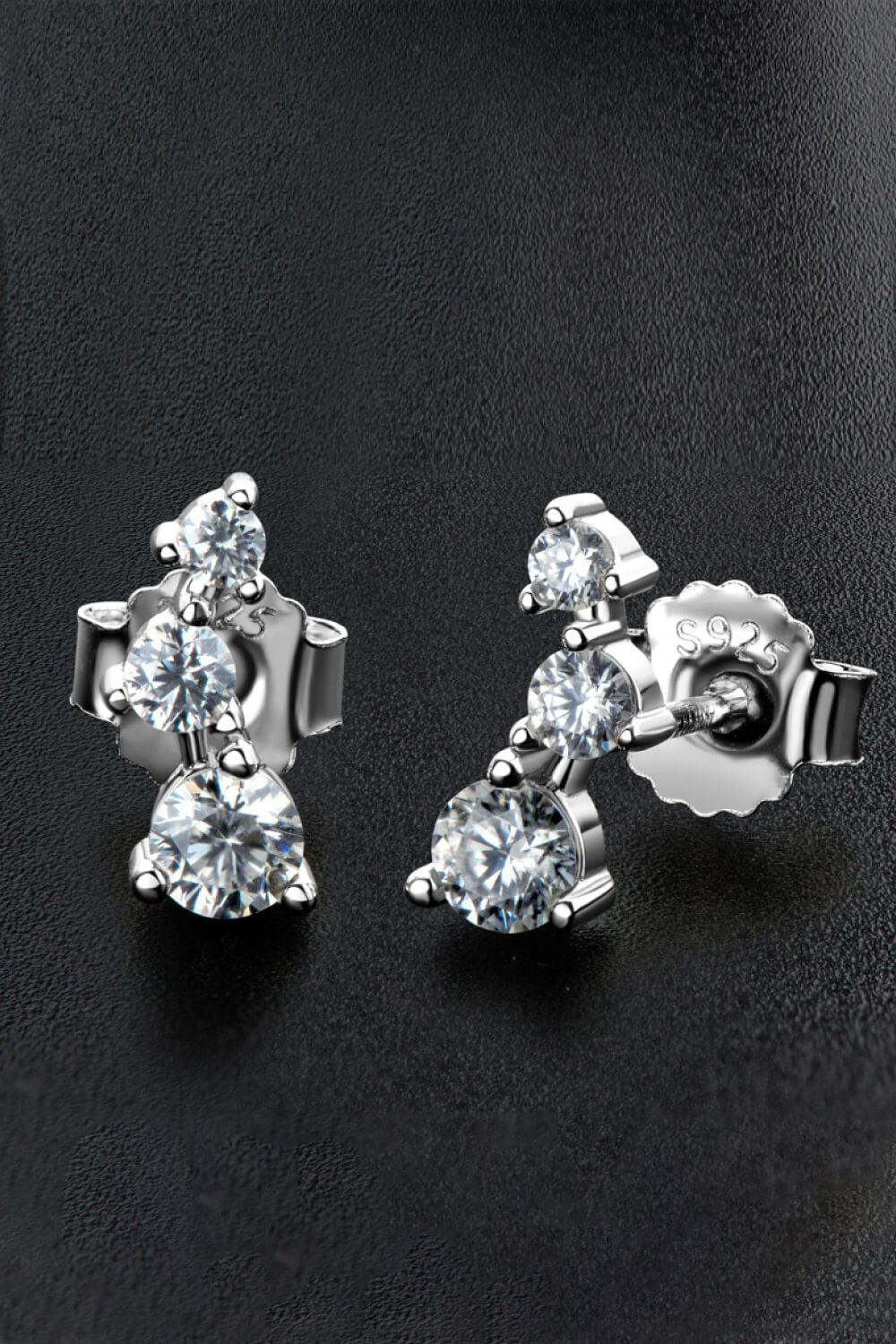 925 Sterling Silver Platinum-plated or 18k Gold-plated - Moissanite Stud Earrings Ti Amo I love you