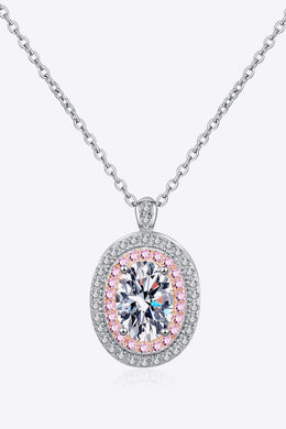 925 Sterling Silver Rhodium-Plated 1 Carat Moissanite Pendant Necklace Ti Amo I love you