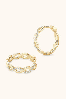 925 Sterling Silver or 18k Gold-Plated -  Moissanite Crisscross Hoop Earrings Ti Amo I love you