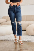 Load image into Gallery viewer, RFM Crop Dylan Plus Size Tummy Control Distressed High Waist Raw Hem Jeans
