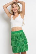 Load image into Gallery viewer, RHINESTONE SUEDE FRINGE SKIRT
