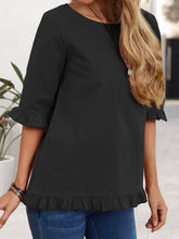 Load image into Gallery viewer, Ruffled Round Neck Half Sleeve Blouse
