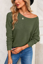 Load image into Gallery viewer, Womems - Green - Textured Knit Round Neck Dolman Sleeve Sweater
