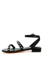 Load image into Gallery viewer, Flippity Studded Ankle Strap Flat Sandals
