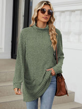 Load image into Gallery viewer, Ribbed Mock Neck Long Sleeve T-Shirt
