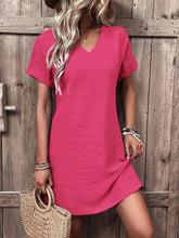 Load image into Gallery viewer, Full Size V-Neck Short Sleeve Mini Dress
