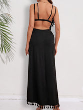 Load image into Gallery viewer, Backless Tassel Surplice Spaghetti Strap Cover Up Dress
